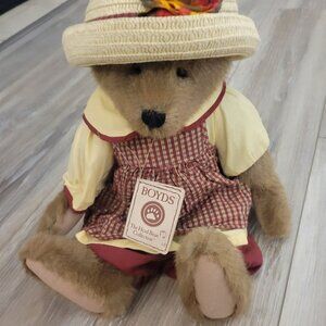 Boyds Bears "Bea Honeybunch" Plush Teddy Bear With Hat & Dress - 16"